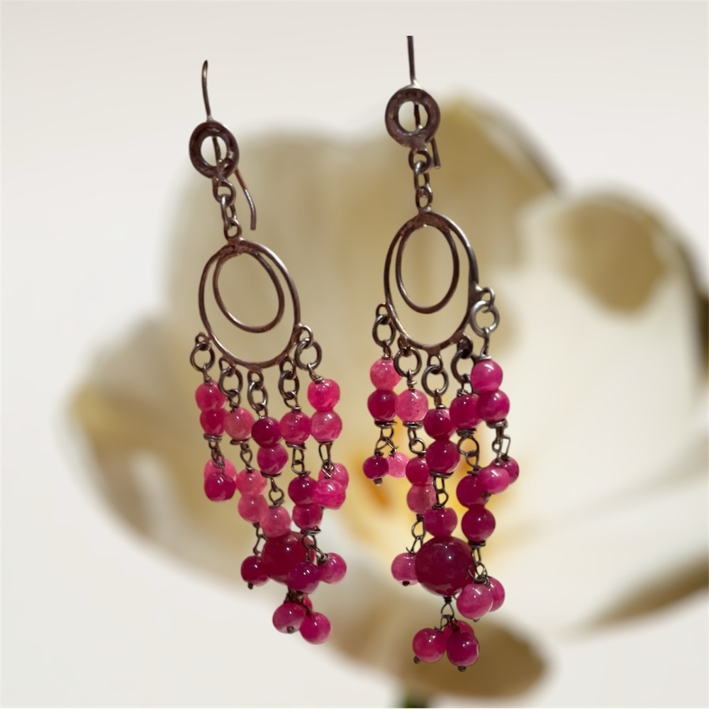 Elegant Pink Chandelier Earrings